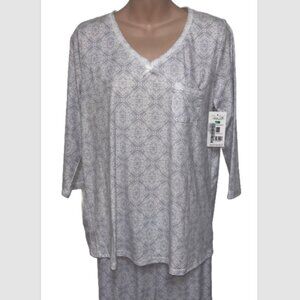 Rene Rofe Women’s Sleepwear Pajama Set 3/4 Sleeve V Neck Lounge PJ Pants NEW